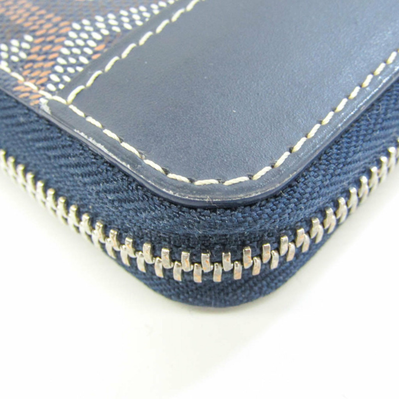 【日本直送】Goyard Matignon 男士、女士皮革、塗層帆布長款錢包(雙折)海軍藍-6