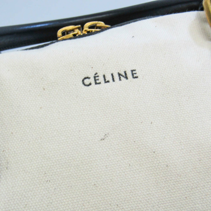 【日本直送】Celine 女士,男士皮革,帆布波士頓包,手提包黑色,灰白色-7