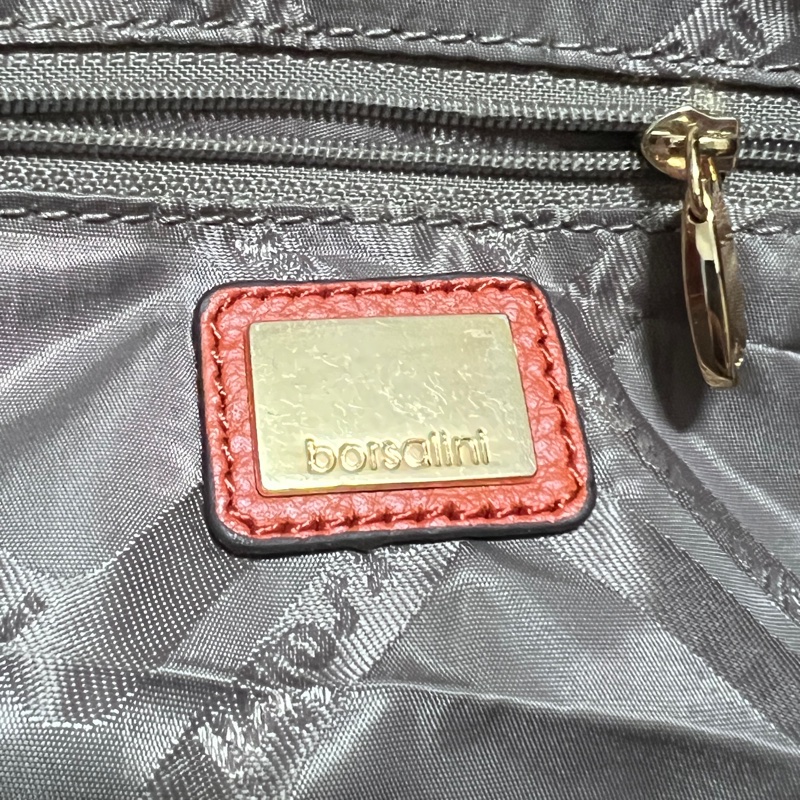 Borsalini 寶莎禮妮 橘紅 荔枝牛皮 兩用郵差包 側背包 斜背包 單肩包 復古機車包 肩背包 手提包-7