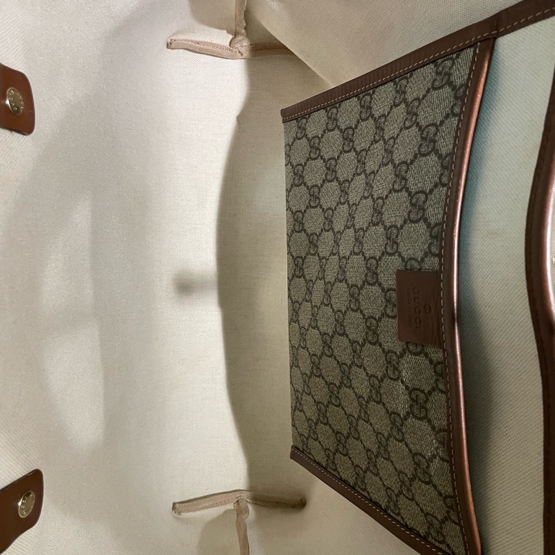 正品二手GUCCI 帆布托特包 211134 雙G印花手提單肩包/兩用包/古馳/購物袋/雙面/手提袋-7