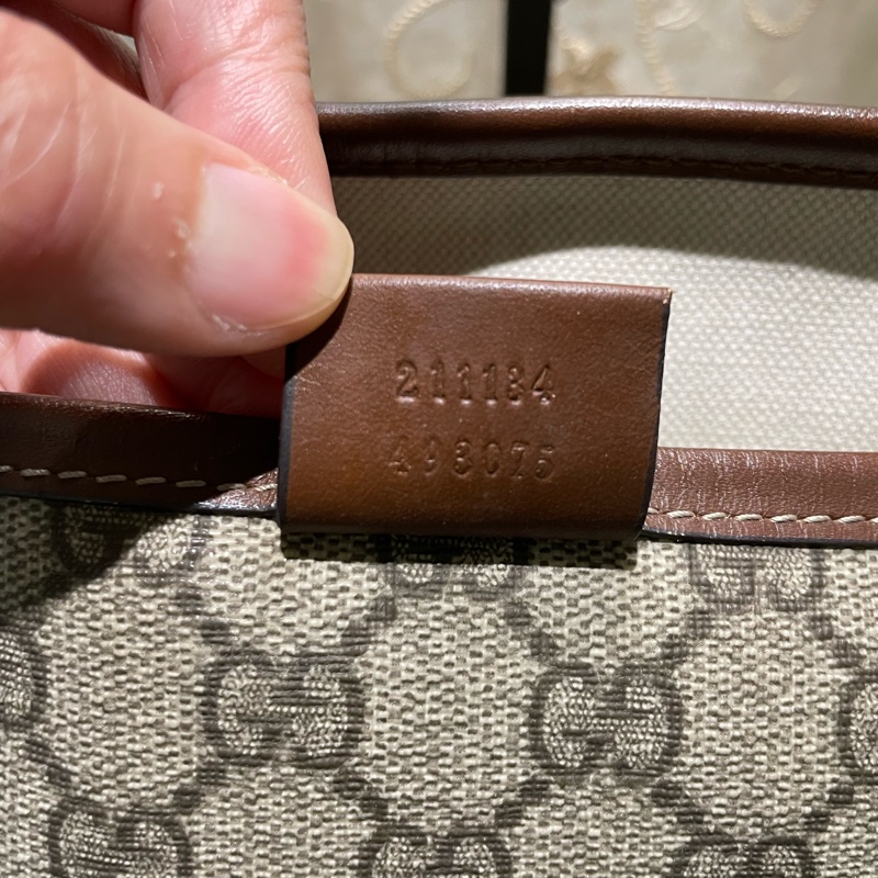 正品二手GUCCI 帆布托特包 211134 雙G印花手提單肩包/兩用包/古馳/購物袋/雙面/手提袋-10