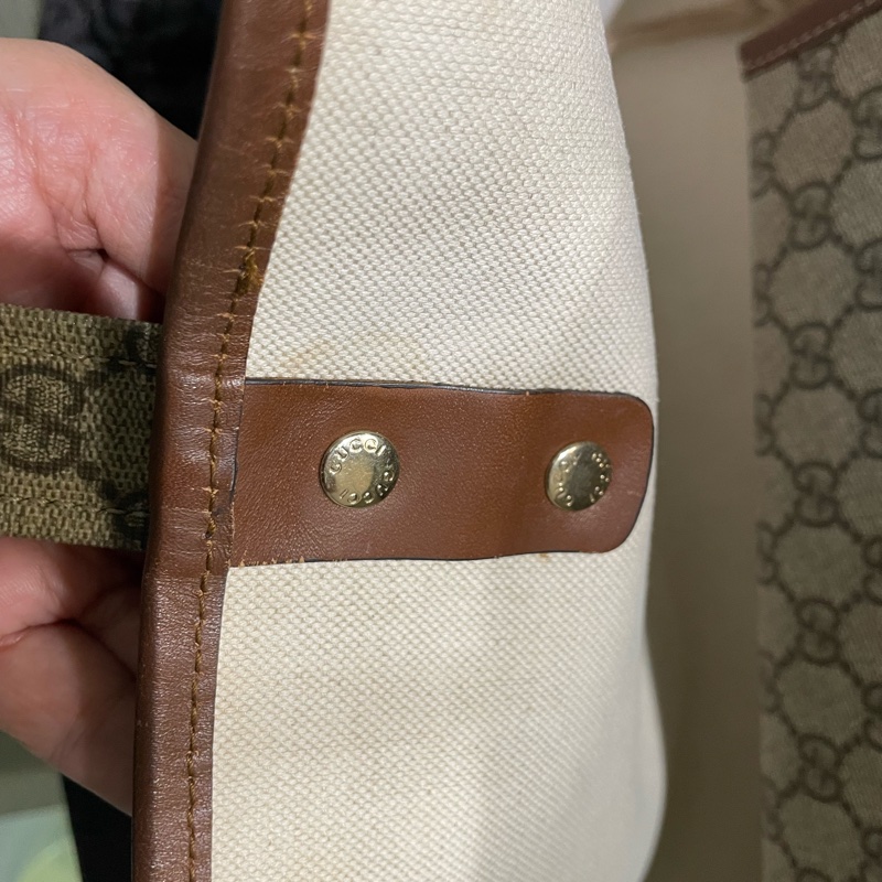 正品二手GUCCI 帆布托特包 211134 雙G印花手提單肩包/兩用包/古馳/購物袋/雙面/手提袋-11