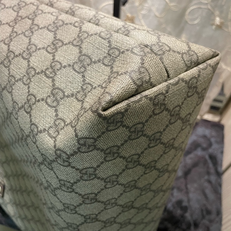 正品二手GUCCI 帆布托特包 211134 雙G印花手提單肩包/兩用包/古馳/購物袋/雙面/手提袋-13