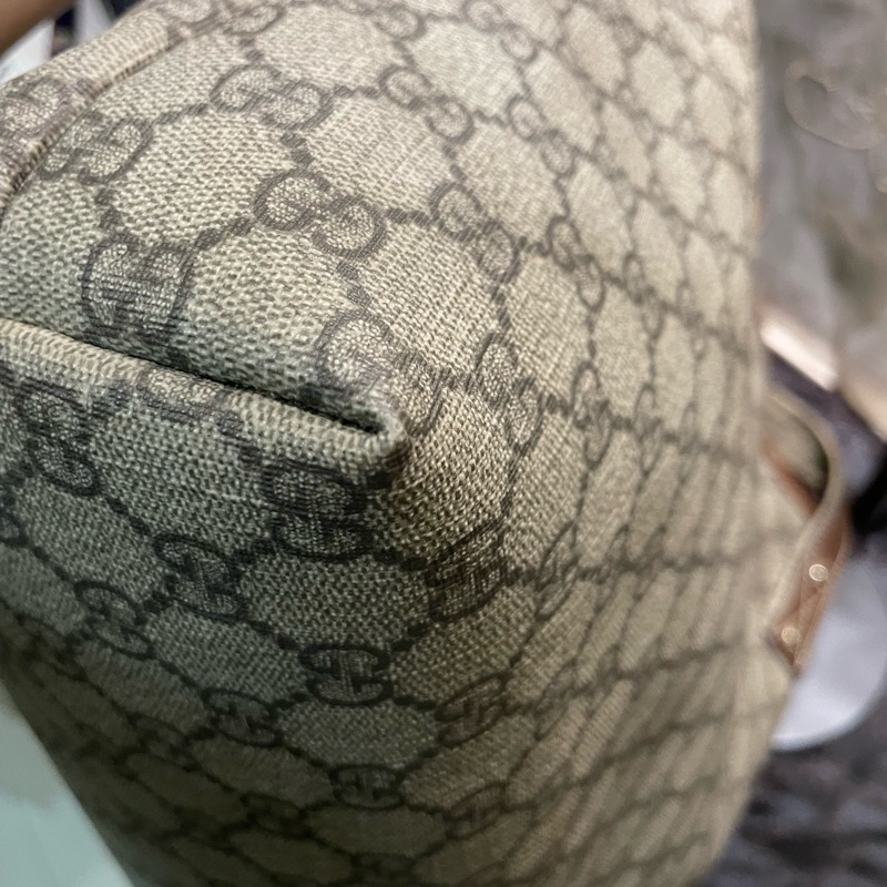 正品二手GUCCI 帆布托特包 211134 雙G印花手提單肩包/兩用包/古馳/購物袋/雙面/手提袋-14