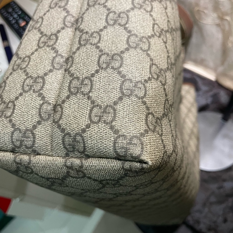正品二手GUCCI 帆布托特包 211134 雙G印花手提單肩包/兩用包/古馳/購物袋/雙面/手提袋-15