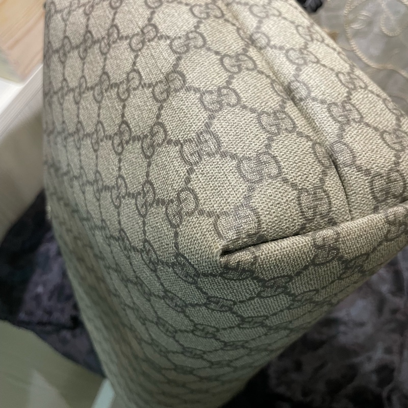 正品二手GUCCI 帆布托特包 211134 雙G印花手提單肩包/兩用包/古馳/購物袋/雙面/手提袋-16