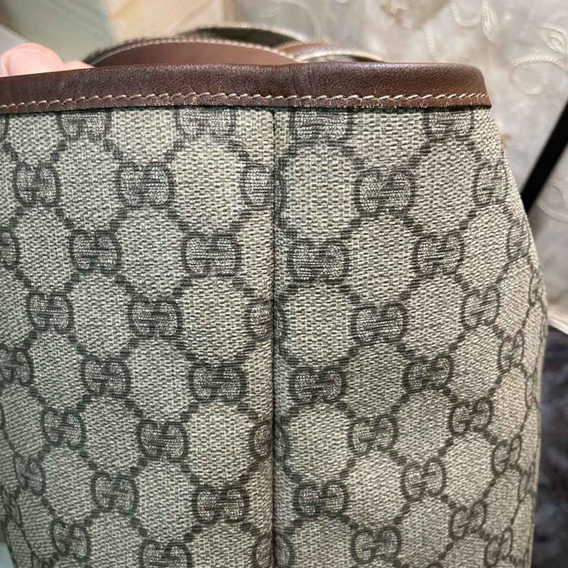 正品二手GUCCI 帆布托特包 211134 雙G印花手提單肩包/兩用包/古馳/購物袋/雙面/手提袋-17