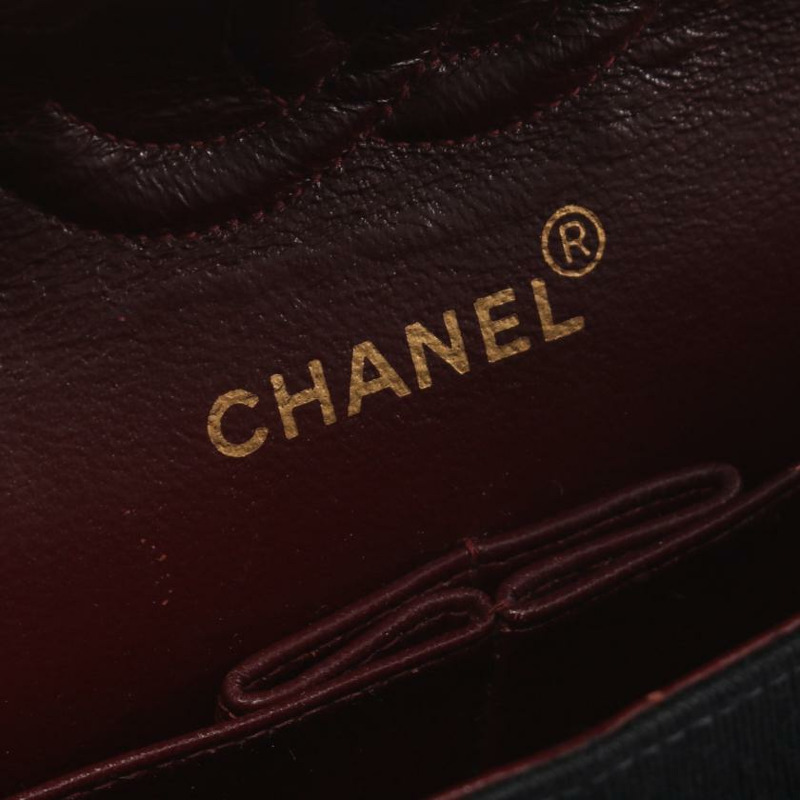 【日本直送】 中古CHANEL 9成新 CF 菱格紋 雙翻蓋 雙鏈條肩包 針織 黑色 金色五金 MADEMOISELLE鏈條-3