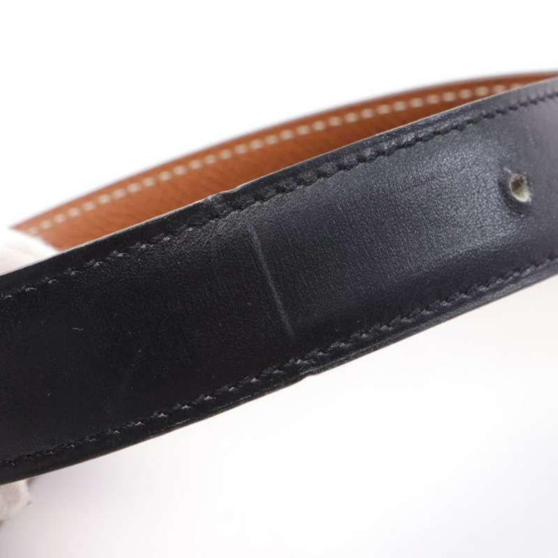 【日本直送】 中古HERMES 9成新 迷你constance H 腰帶 黑色 金色 拋光小公牛皮 小公牛皮 黑色 淺棕色 金色五金 正反兩用 □B刻印-6