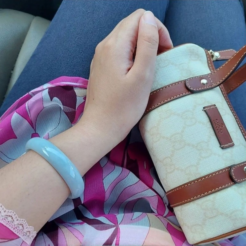 gucci 迷你 波士頓包 手提 小廢包 白老花 經典 精品 正品有盒裝-7