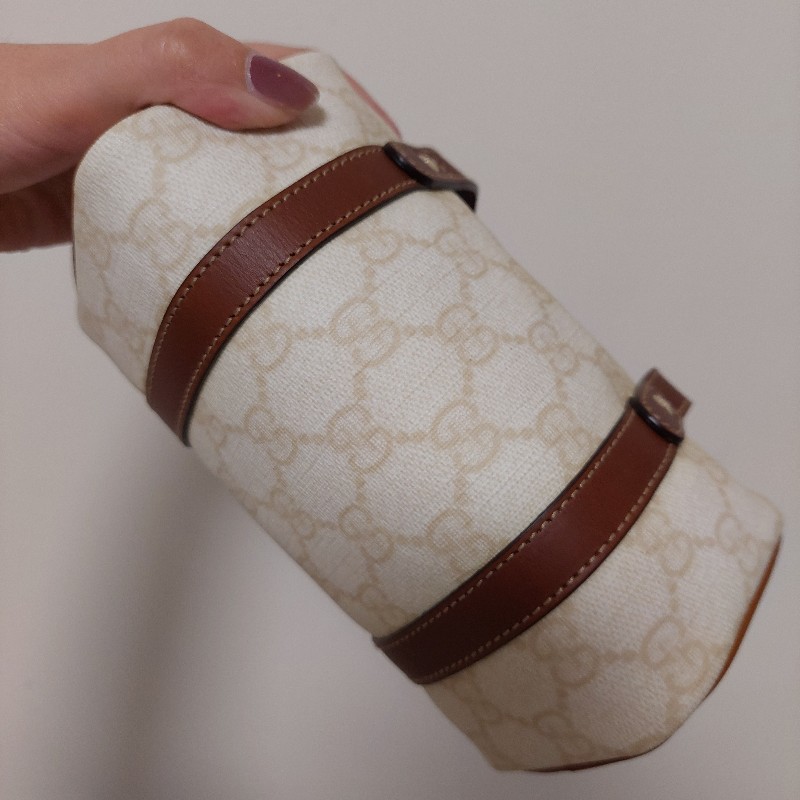 gucci 迷你 波士頓包 手提 小廢包 白老花 經典 精品 正品有盒裝-13