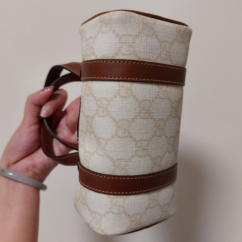 gucci 迷你 波士頓包 手提 小廢包 白老花 經典 精品 正品有盒裝-15