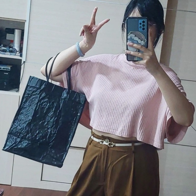 小ck 黑色 皺皺紙袋包 大包 托特包 小資女名牌包-7