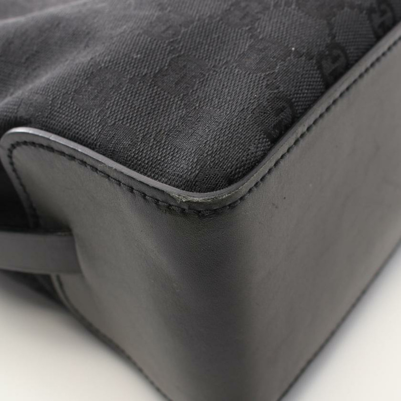 【日本直送】 中古GUCCI 9成新 GG帆布 手提包托特包 真皮 黑色-4