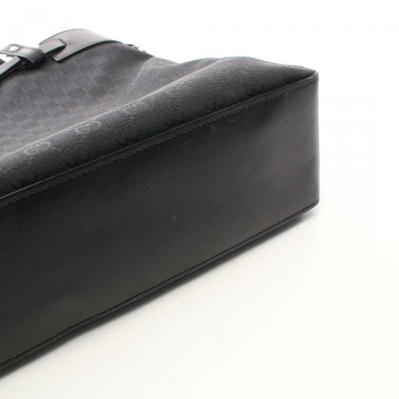 【日本直送】 中古GUCCI 9成新 GG帆布 手提包托特包 真皮 黑色-6