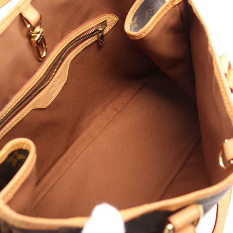 【日本直送】 中古LOUIS VUITTON 9成新 Batignolles Horizontal 老花肩包 PVC 真皮 棕色-2