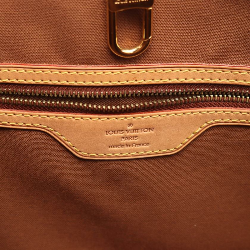 【日本直送】 中古LOUIS VUITTON 9成新 Batignolles Horizontal 老花肩包 PVC 真皮 棕色-3