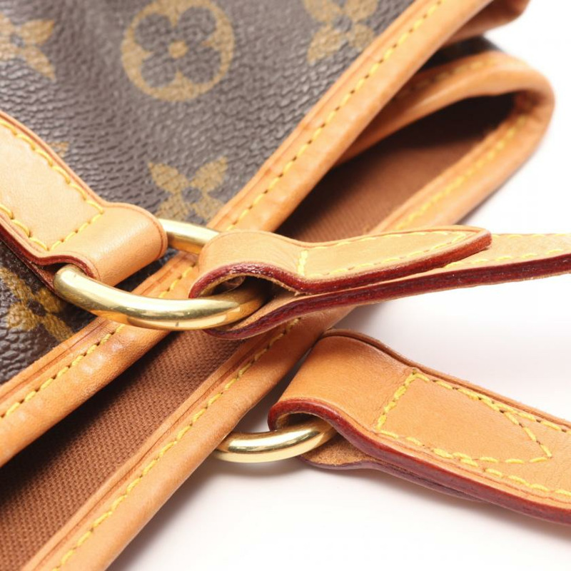 【日本直送】 中古LOUIS VUITTON 9成新 Batignolles Horizontal 老花肩包 PVC 真皮 棕色-8