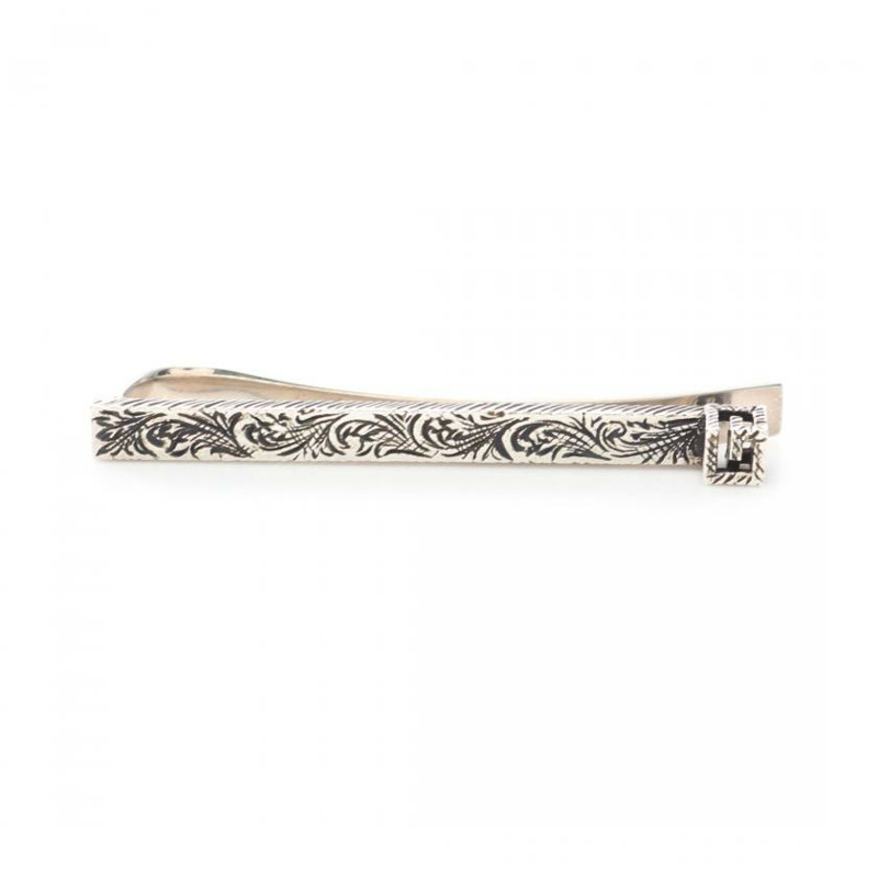 【日本直送】 中古GUCCI 9成新 SquareG 領帶夾 SV925 銀色-0