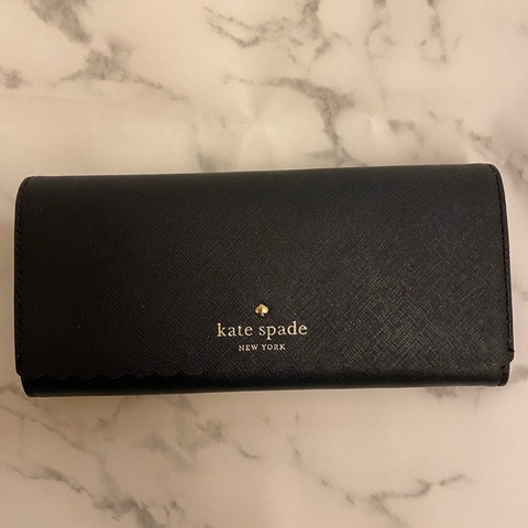 Kate Spade New York 黑色花邊長夾