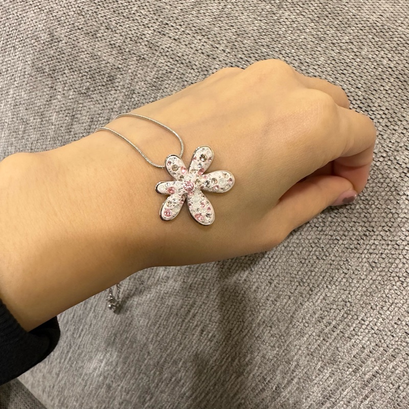 SWAROVSKI 施華洛世奇 粉紅水晶花朵項鍊-1