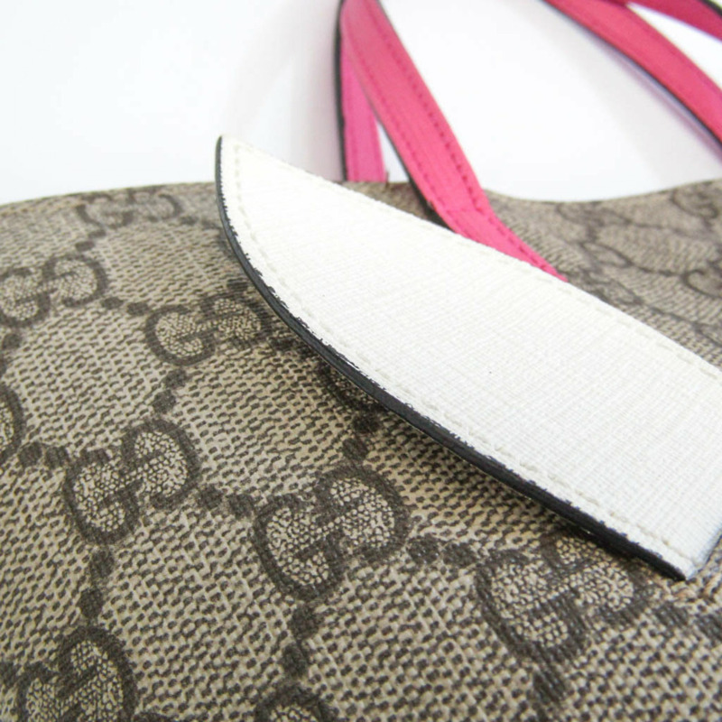 【日本直送】Gucci 兒童兔 457181 女士皮革,GG Supreme 手袋米色,深棕色,粉紅色-4