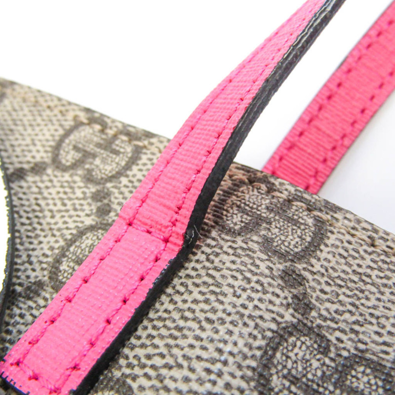 【日本直送】Gucci 兒童兔 457181 女士皮革,GG Supreme 手袋米色,深棕色,粉紅色-6