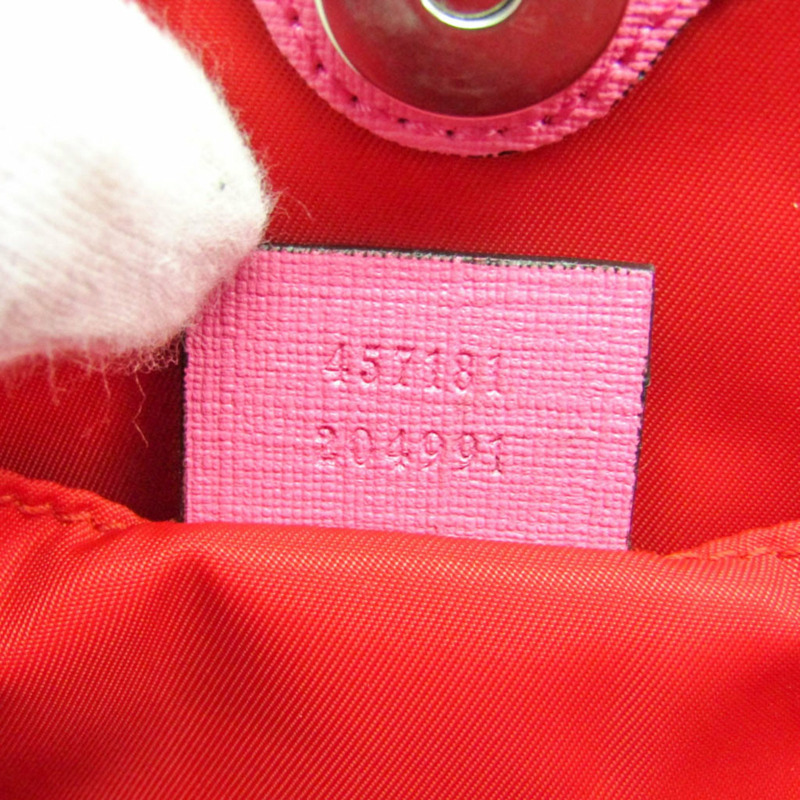 【日本直送】Gucci 兒童兔 457181 女士皮革,GG Supreme 手袋米色,深棕色,粉紅色-9