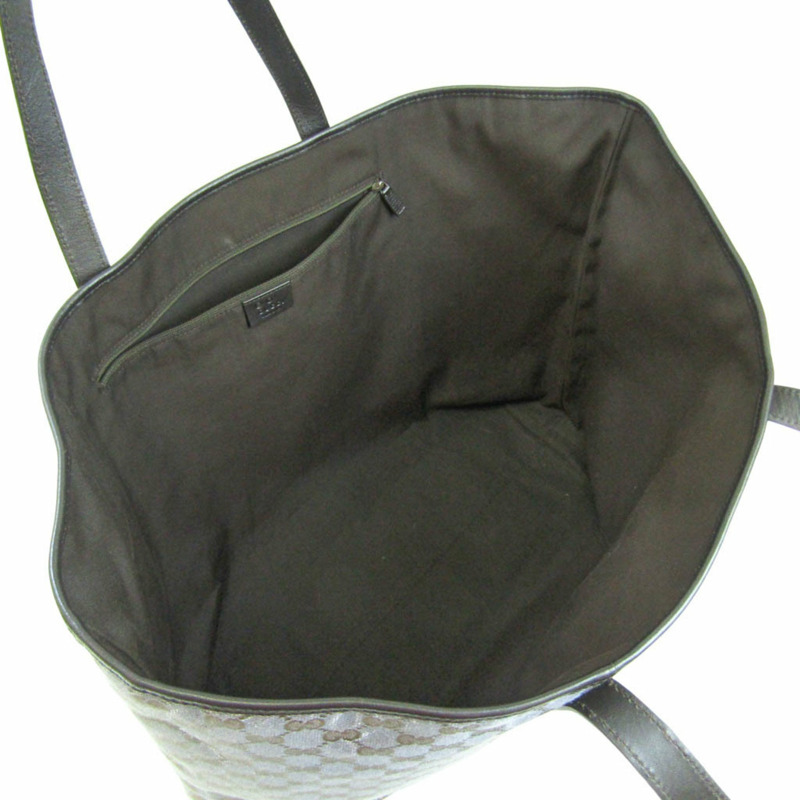 【日本直送】Gucci GG 帆布 257244 男士，女士帆布，皮革手提包棕色，深棕色，金屬灰色-2