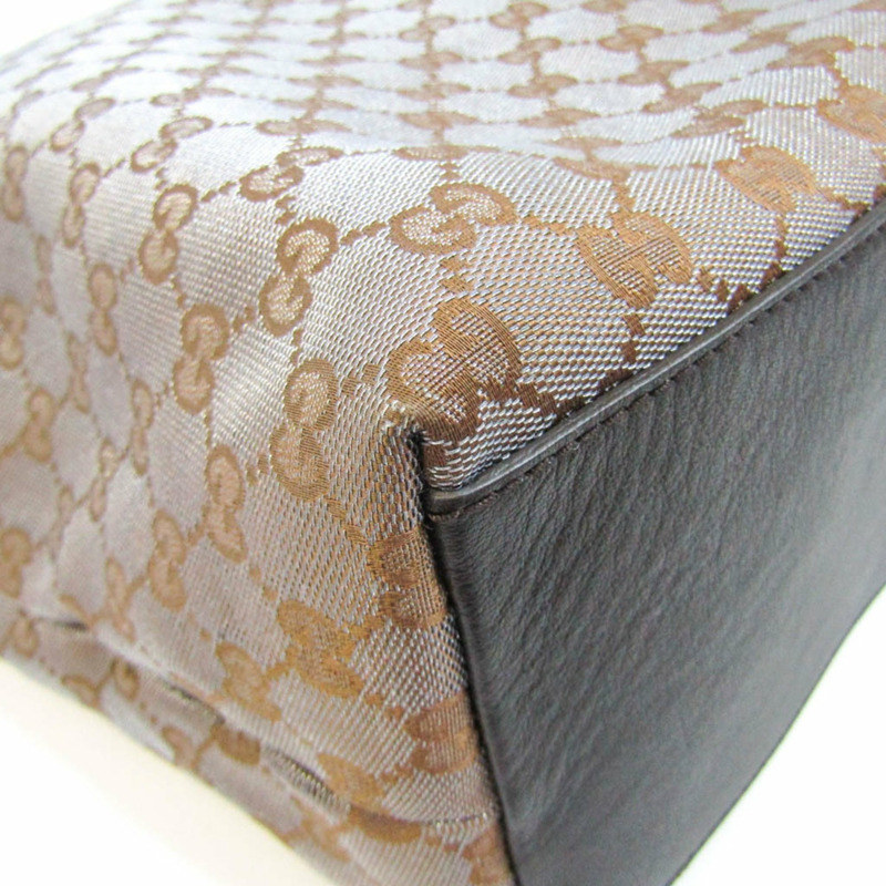 【日本直送】Gucci GG 帆布 257244 男士，女士帆布，皮革手提包棕色，深棕色，金屬灰色-3