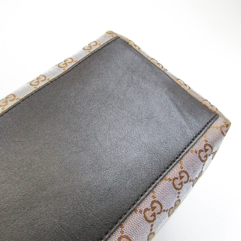 【日本直送】Gucci GG 帆布 257244 男士，女士帆布，皮革手提包棕色，深棕色，金屬灰色-4