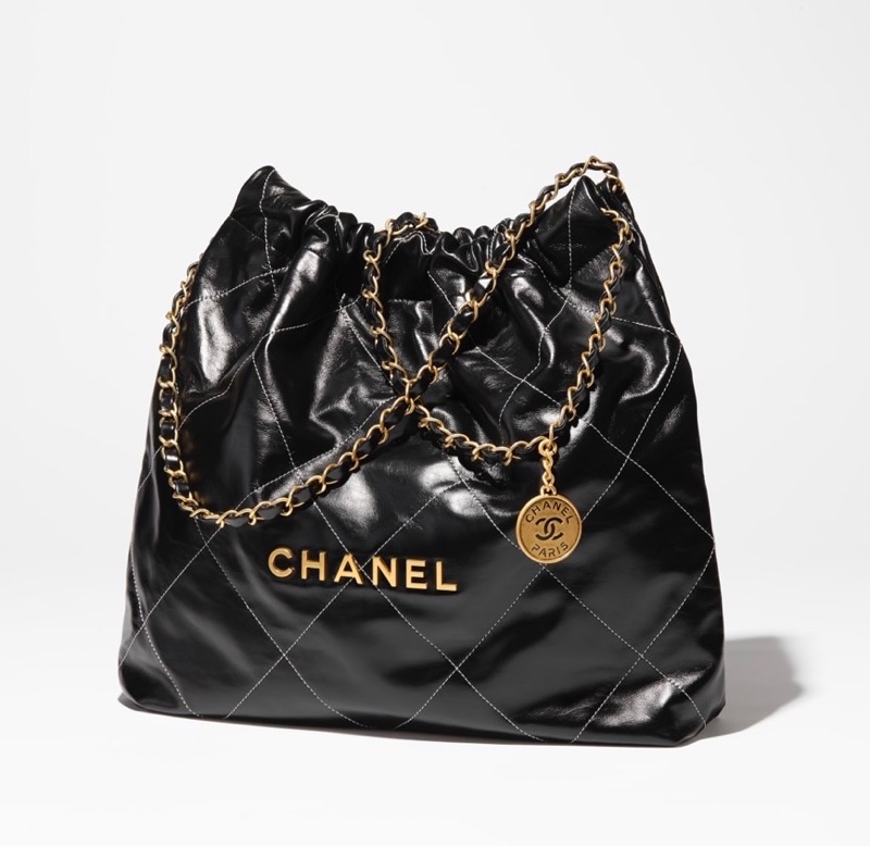 Chanel 22bag 垃圾袋 黑金黑線小號 全新全配 聖誕包裝-0