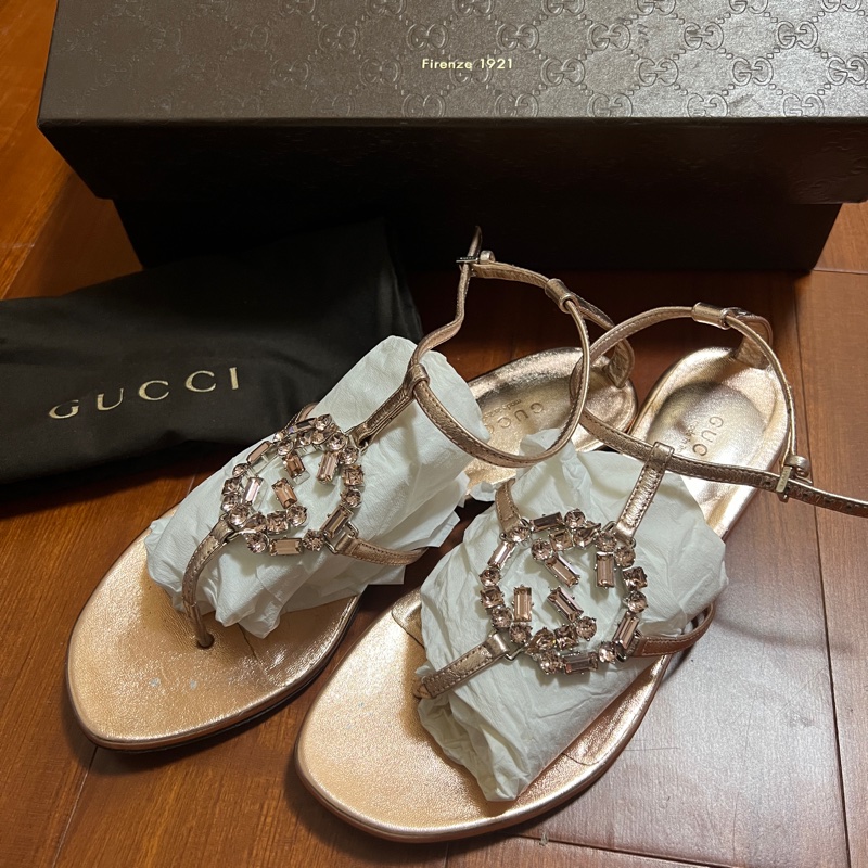 gucci 水鑽涼鞋 35.5號-0
