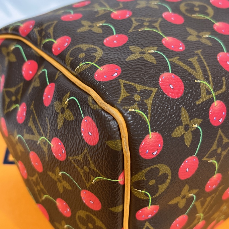 Louis Vuitton LV 老花字紋 櫻桃Speedy25公分波士頓包/手提包-4