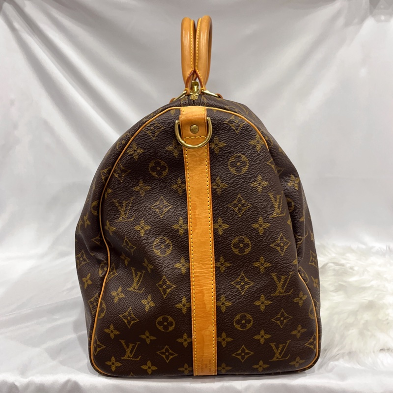 Louis Vuitton LV 老花字紋 55公分keepall 二用旅行袋/行李包/斜背包-7