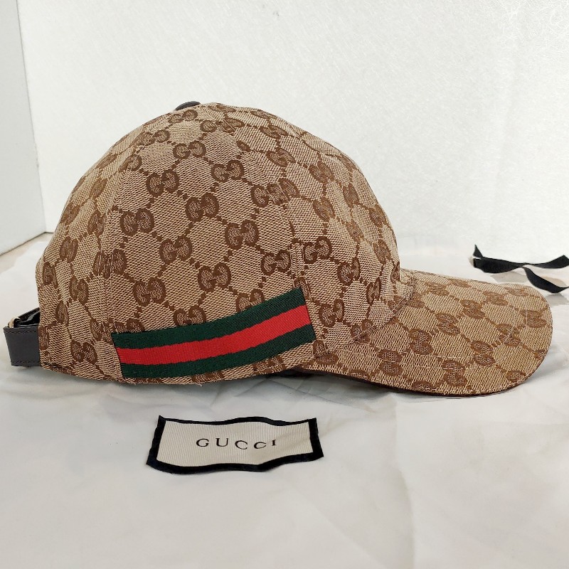 ✨限訂下單✨9成新正品Gucci 經典GG Supreme帆布綠紅綠織帶飾邊鴨舌帽/棒球帽-0