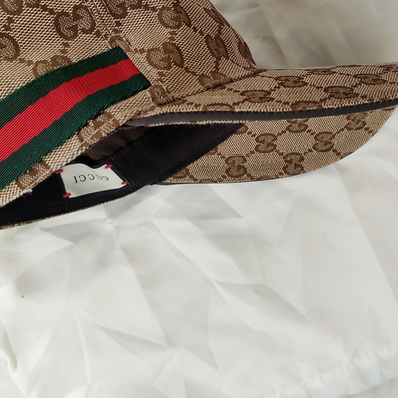 ✨限訂下單✨9成新正品Gucci 經典GG Supreme帆布綠紅綠織帶飾邊鴨舌帽/棒球帽-3