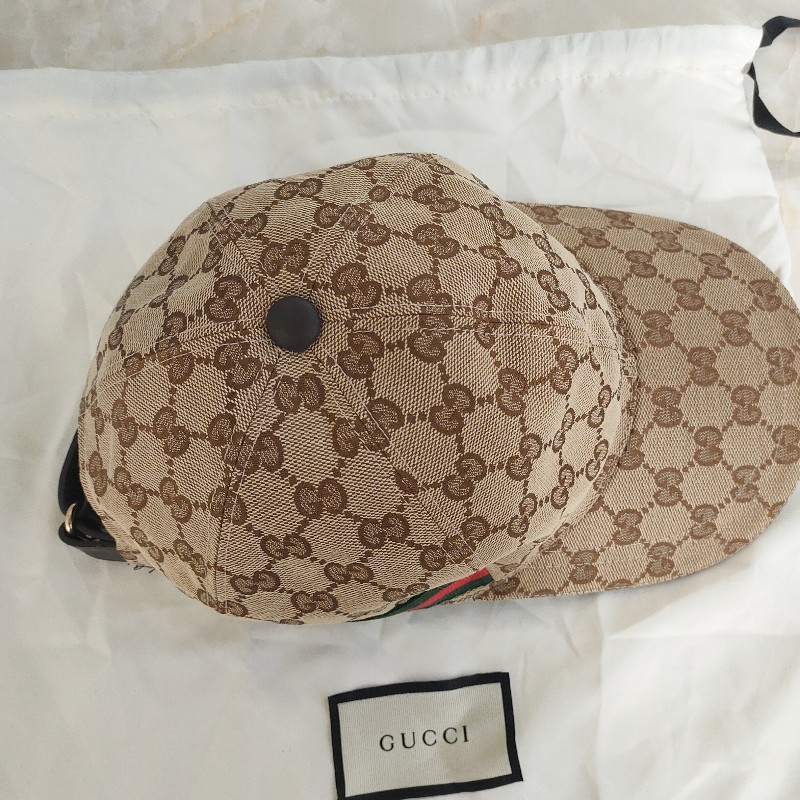 ✨限訂下單✨9成新正品Gucci 經典GG Supreme帆布綠紅綠織帶飾邊鴨舌帽/棒球帽-4