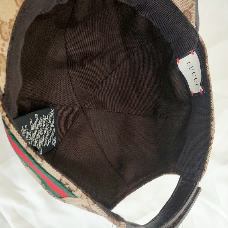 ✨限訂下單✨9成新正品Gucci 經典GG Supreme帆布綠紅綠織帶飾邊鴨舌帽/棒球帽-5