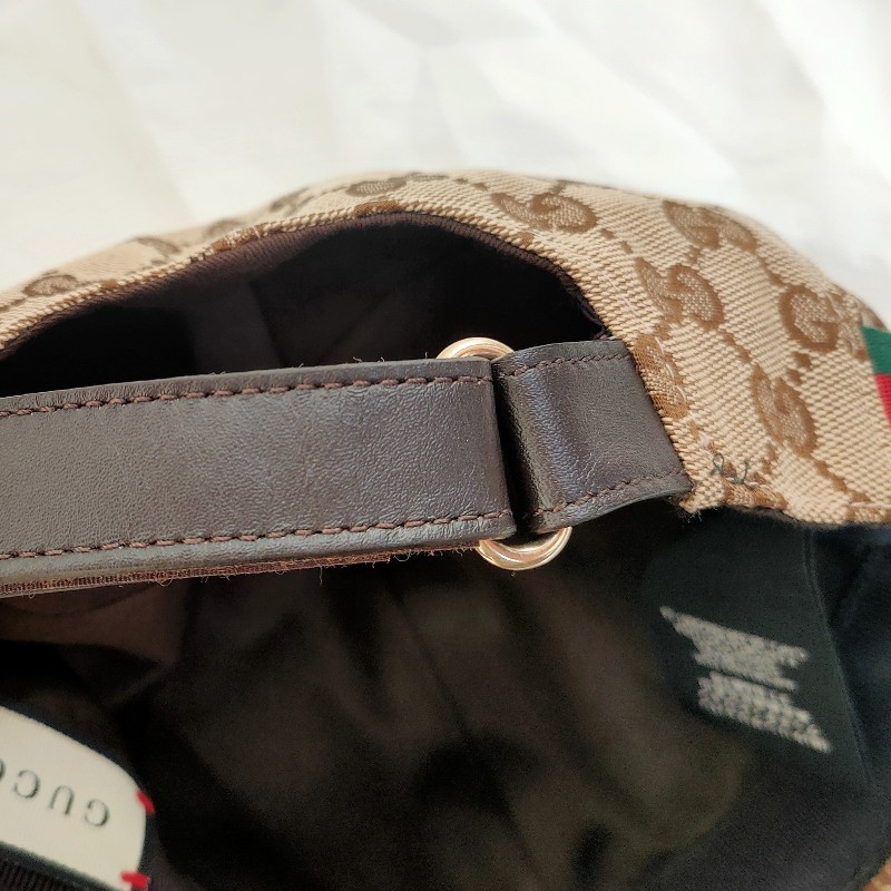 ✨限訂下單✨9成新正品Gucci 經典GG Supreme帆布綠紅綠織帶飾邊鴨舌帽/棒球帽-13