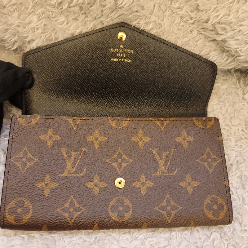 🎂生日優惠🎂LV 晶片款 Sarah 大容量拚色長夾-1