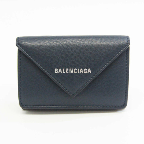 Balenciaga Paper 迷你錢包 391446 女士皮革錢包（三折）海軍藍