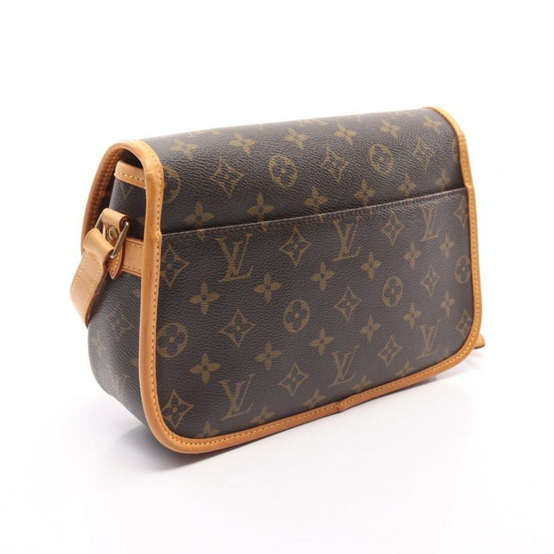 【日本直送】 中古LOUIS VUITTON 9成新  Sologne  老花肩包 PVC 真皮 棕色-1