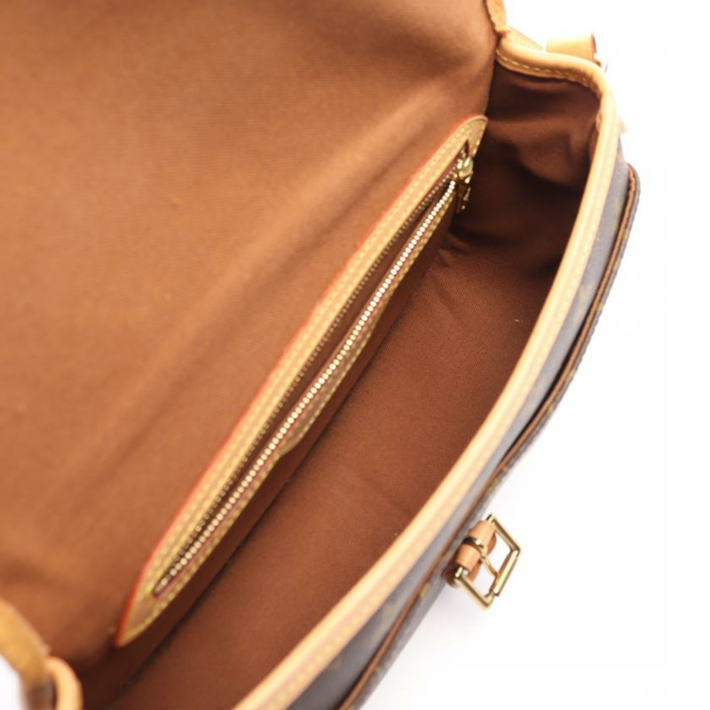 【日本直送】 中古LOUIS VUITTON 9成新  Sologne  老花肩包 PVC 真皮 棕色-2