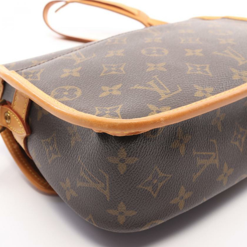 【日本直送】 中古LOUIS VUITTON 9成新  Sologne  老花肩包 PVC 真皮 棕色-4