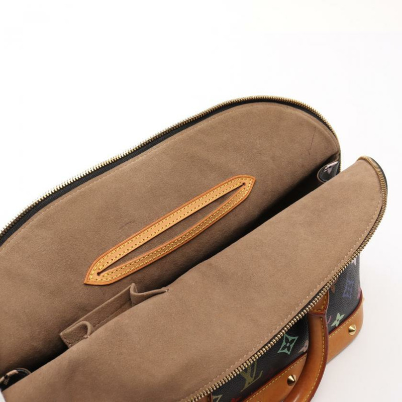 【日本直送】 中古LOUIS VUITTON 9成新 Alma 老花多彩色 黑色 手提包 PVC 真皮 黑色-7
