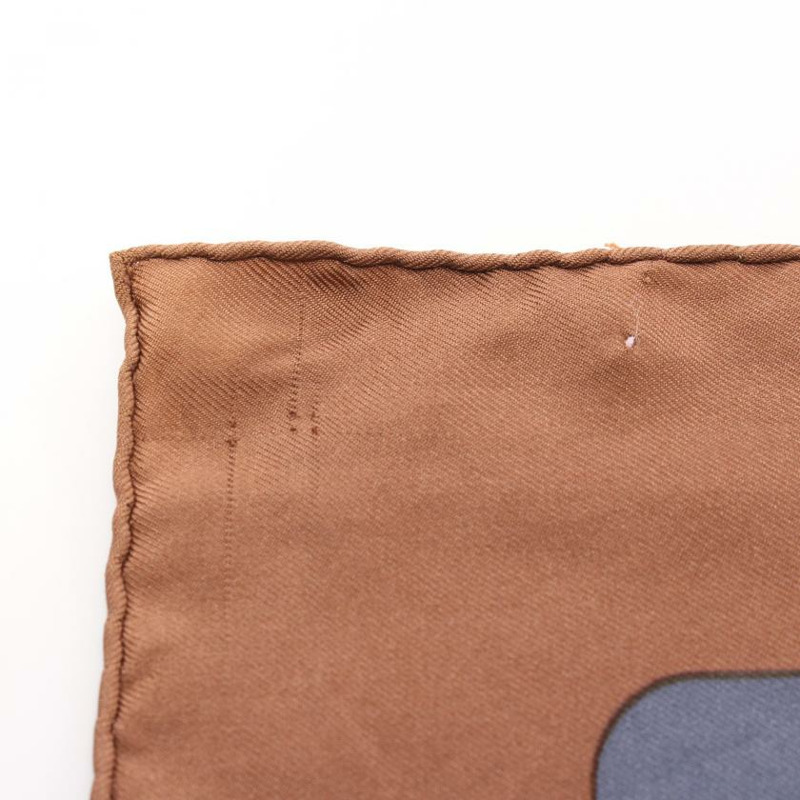 【日本直送】 中古HERMES 9成新  方巾90 「Cheval Turc」 絲巾 絲 棕色 多彩色-5