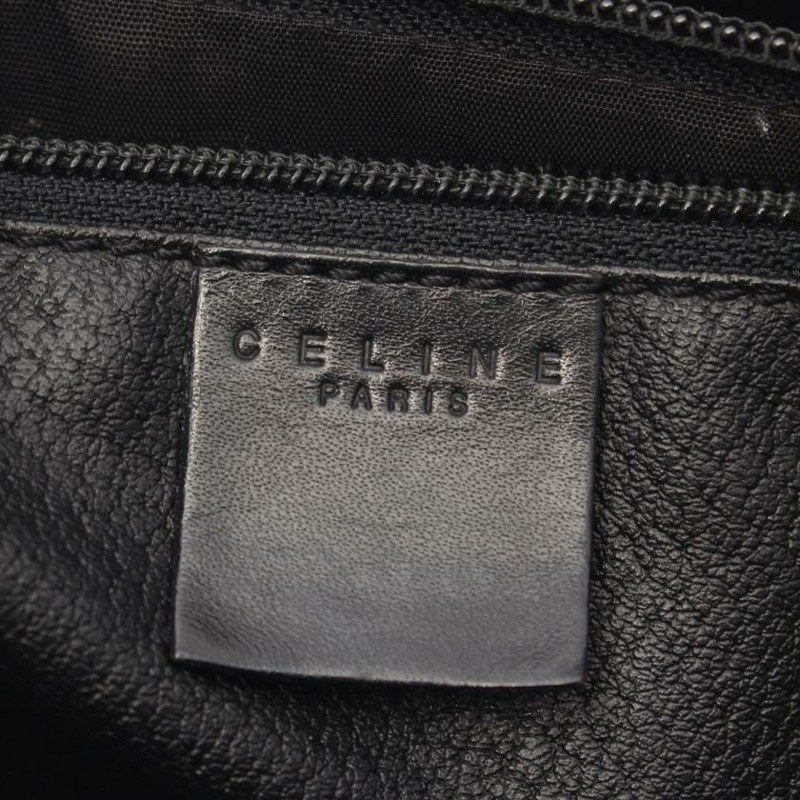 【日本直送】 中古CELINE 9成新  Macadam 手提包 PVC 真皮 黑色 深棕色-3