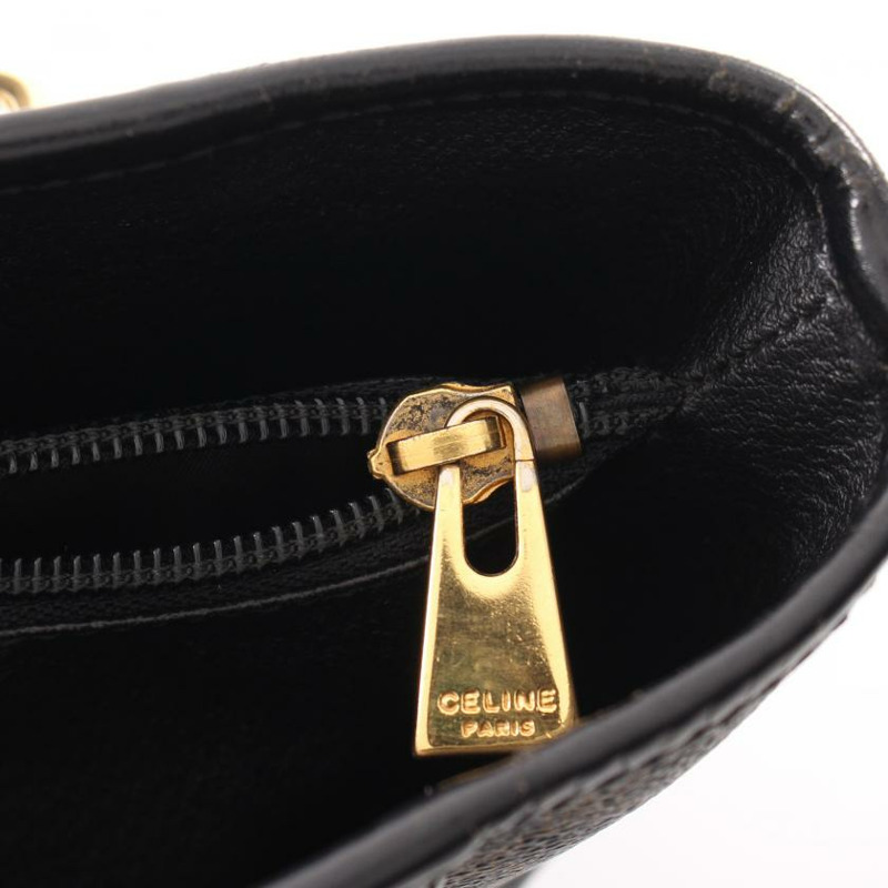 【日本直送】 中古CELINE 9成新  Macadam 手提包 PVC 真皮 黑色 深棕色-4