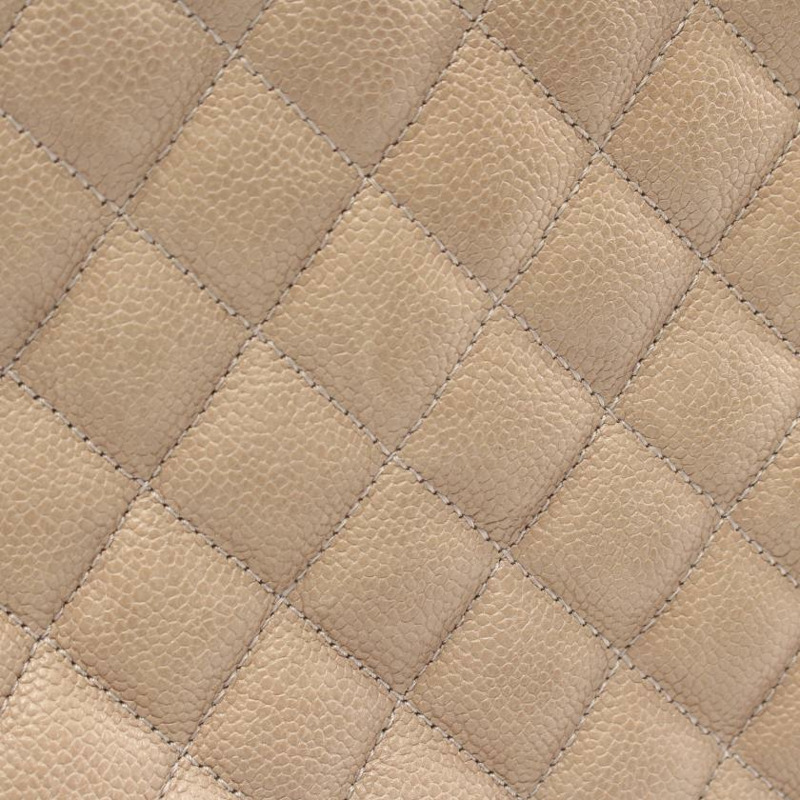 【日本直送】 中古CHANEL 9成新  菱格紋 鏈條肩包 荔枝紋皮 灰米色 銀色五金-5